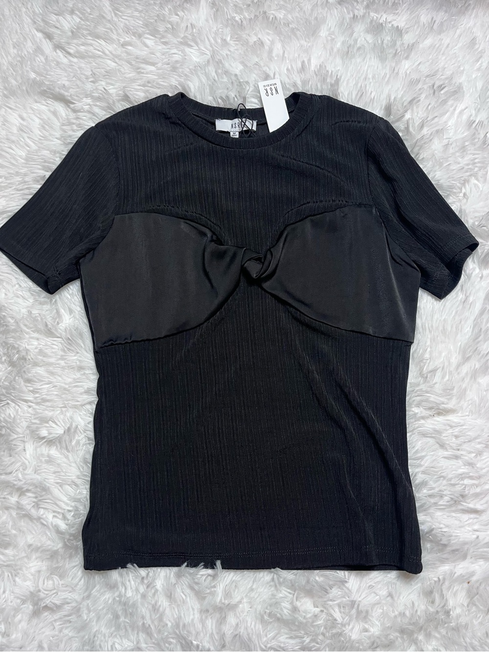 NSR Black Short-Sleeve Twist-Front Tee